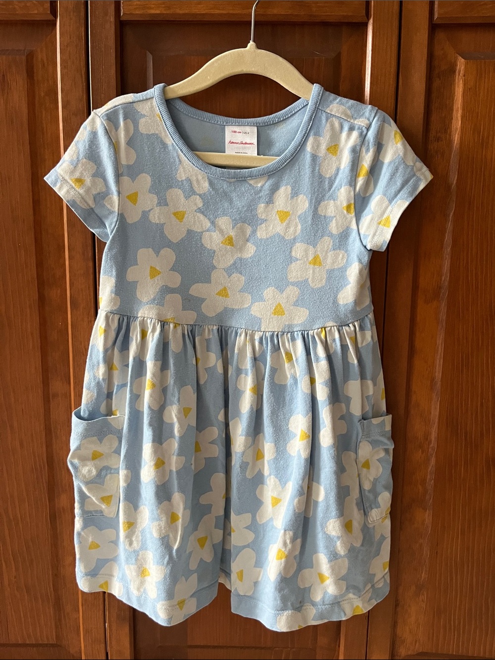 Hanna Andersson Light Blue Daisy Pocket Playground Dress Sz. 4
